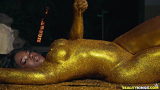 Tempting ebony MILF fatty exciting sex video