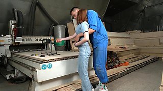 Fuckmachine on Factory: Seduced a Worker to Fuck with Him and Test It
