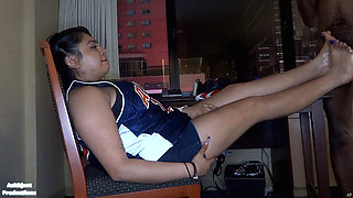 Sporty Latina Getz Her Feet Worshipped and Fucked After B-ball Practice