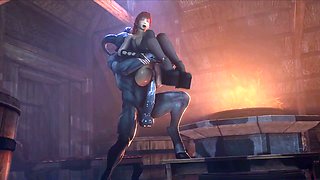 3D cartoon monster dick hard fucks cute asian girl in anal