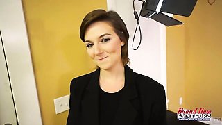 Beautiful hottie at swallowing trailer