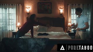 Lovely teen blonde gets fucked in both her tight holes bybher naughty stebrothers and filled with cum