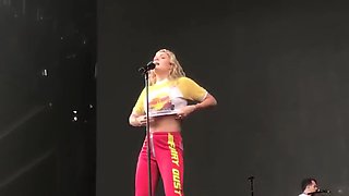 Swedish brunette talking about her body by showing titties