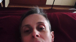 jerking off with my feet in his face