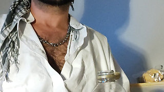 Dirtyjunkbro Dressed in Afghan Clothes, Cover Socks Piss in and Piss Drink