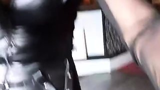 Latex slut solo anal masturbation