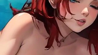 Woman Takes off Her Swimsuit in the Pool and Is Completely Naked