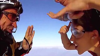 Big boobed badass babe Talor Paige and her GFs jumping out from a plane
