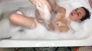 Your Amateur Teen Stepsister Masturbates In A Bath. Such A Hard Orgasm With Naked Small Tits Shaved Pussy And Soapy Body