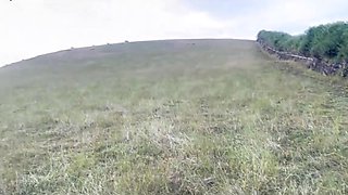 Sexy Fit Bubble-assed Hottie Rides Her BF's Dick Like a Cowgirl In the Field At Sunset