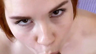 Redhead Czech babe edging blowjob and cum tasting
