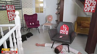 Fakehub - shop assistants challenge over having sex with hot big titted red haired theif