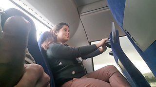 Spycam catches curvy mommy giving a blowjob and handjob on the bus