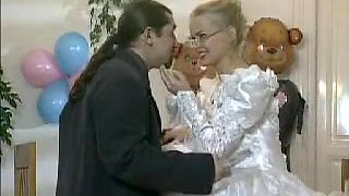 Light-Haired european bride gets munched and donk pounded