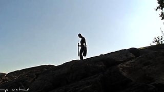 Public amateur fucked outdoors before cumshot