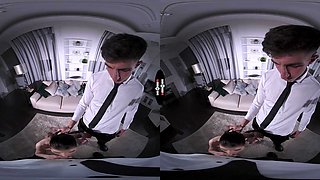 Sophie Weber VR Porn: Unwrapping Her First Threesome - DarkRoomVR