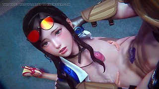 3d animation, korean cute girl, girls sexing