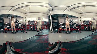 Rachel Gets Naked While Cleaning Her Motorcycle