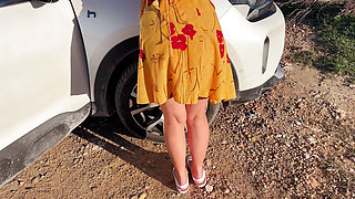 woman loves to show off in the car