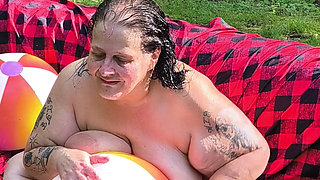 Beach Ball Fight She's Getting Wet From Her Pussy so Tight