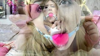 Blonde tight pussy babe solo toy fun in glamour masturbation
