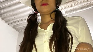 Hot latina schoolgirl ready to have fun after college