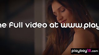 Gorgeous teenage artist shows her big tits