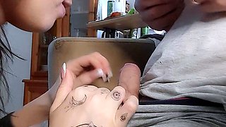 Extreme amateur pov blowjob with brunette babe