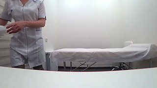 Pretty Brunette MILF Physiotherapist Treats Her Patient's Fat Cock With a Sloppy Blowjob