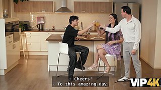 Sexy Slim Blonde MILF Agrees To Let Her Horny Step-nephew Fuck Her In the Kitchen On His Birthday