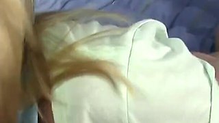 Hot blonde Sarah does wild handjob and deepthroats