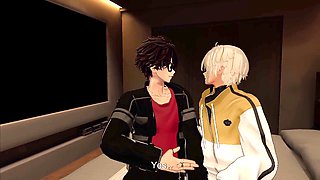 Lovey-dovey sex between two gay guys in a steamy animated scene