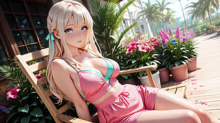 Blonde Beautys Private Masturbation on Sunny Tropical Terrace From Shy to Completely Addicted