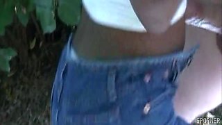 Ebony hot teen Interracial outdoor sex