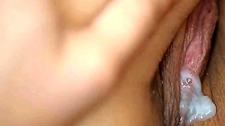 Pregnant Pussy Filled with Cum by a Rough Amateur