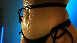 Amateur Babe in Glasses jerks cock for facial