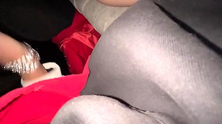 GORGEOUS REDHEAD BLOWS HER DATES DICK IN HIS CAR AND THEN GETS DOGGY FUCKED - Cumshot