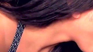 Adrianna Luna sucks huge cock from gloryhole and swallows cum