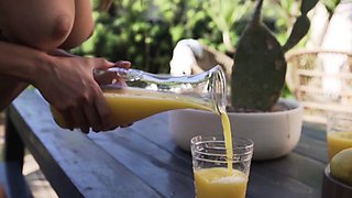 Big boobs Latina beauty strips outdoors