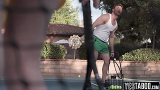 Tennis coach fucks redhead teenager student