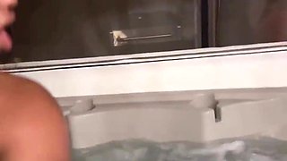 Ebony Amateur Fucks Her Sister's Husband in the Hot Tub