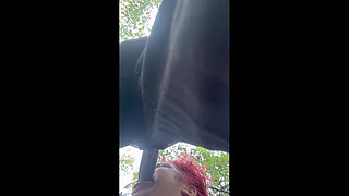 Red Head Queen of Spades Sucking 11 Inch Black Pipe