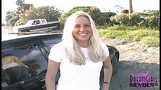 Hot Blonde Bares Her Pierced Pussy at the Beach