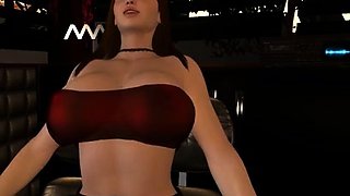 Busty brunette with big boobs rides cock