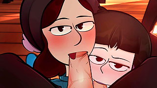 Milf and Librarian blowjob - animation