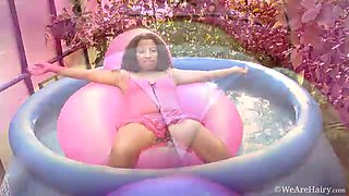 Divine loves the pool and strips naked to play - WeAreHairy
