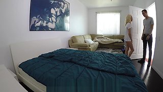 SpyFam Step brother gives blonde step sister Elsa Jean fucking tips