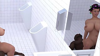 Cheating Wife Fucked in Public Bathroom by Big Dick Blackman - 3D Animation
