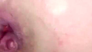 Anal play and prolapse in black pantyhose