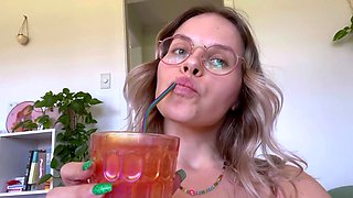 Peeing blonde fetish babe uses toy in her tight pussy